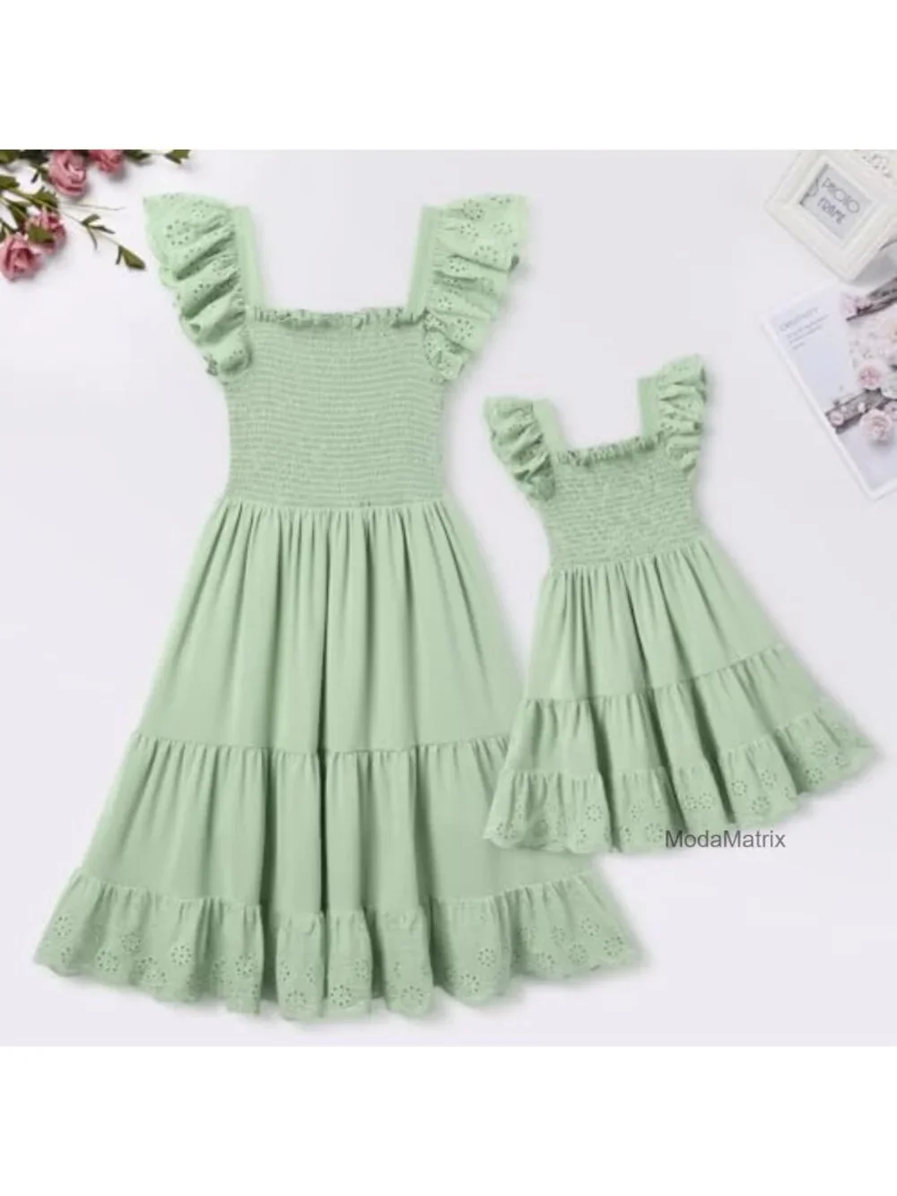 Smocked Tiered Ruffle Sleeve Boho Dress for Girls